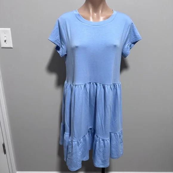 crown & ivy | Dresses | Crown Ivy Blue Tiered Baby Doll Tshirt Dress Medium  | Poshmark